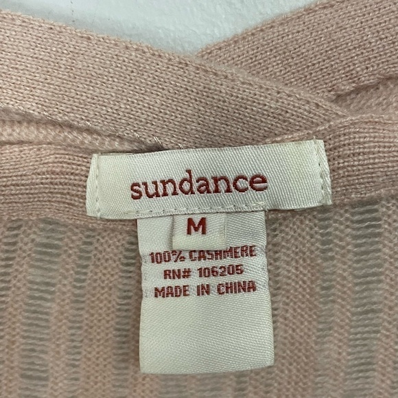 Sundance Cashmere Pale Pink Pointelle Cardigan Medium - Picture 3 of 7